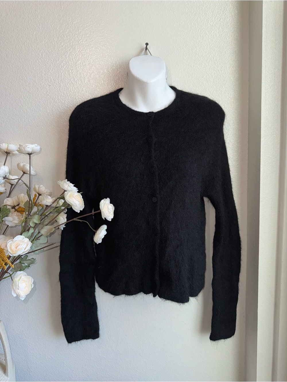 & Other Stories alpaca blend black Crewneck Button-Front Cardigan - Picture 5 of 14